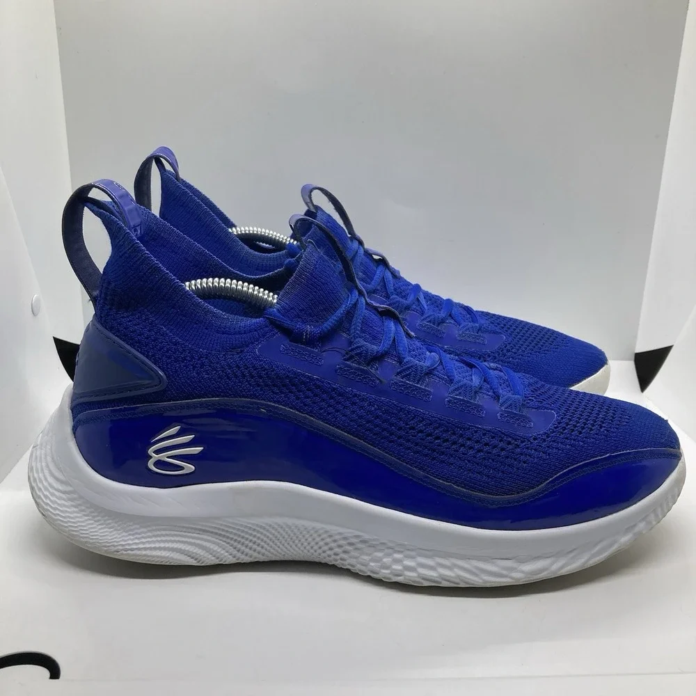 Under Armor Team Curry Mens Size 10 Blue White Basketball Shoes Sneakers Unisex - Picture 4 of 11